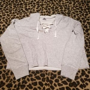 Arie baggy, laced up grey hoodie size XL